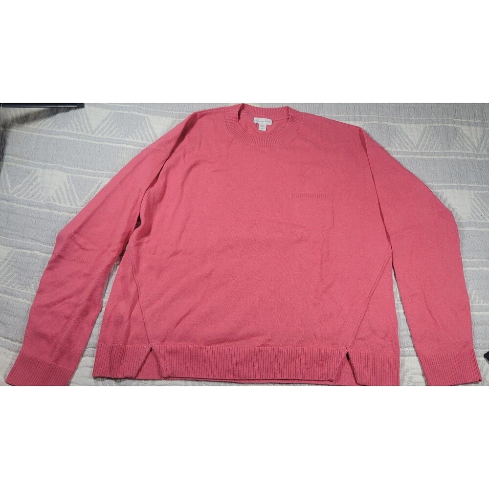Garnet Hill Women’s Sweater Medium Pink 100% Pima‎ Cotton Crewneck Pullover